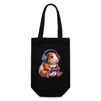 Gamer Hamster in Neon Colors Guinea Pig - Gift Bag for Bottles - black - Front
