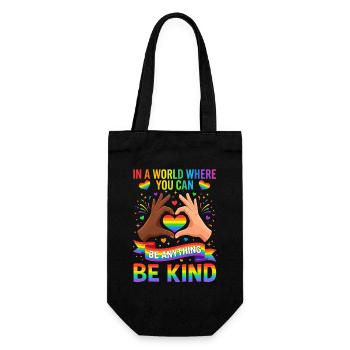 Be Kind, Pride, Rainbow, Equality, LGBT - Gift Bag for Bottles - black - Front