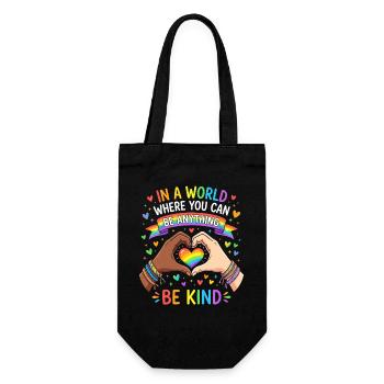 Be Kind, Pride, Rainbow, Equality, LGBT - Gift Bag for Bottles - black - Front