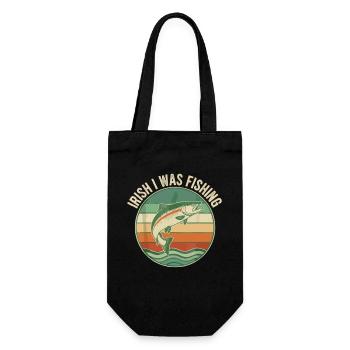 Irish I Was Fishing Retro Fisch - Geschenkbeutel für Flaschen - Schwarz - Vorne