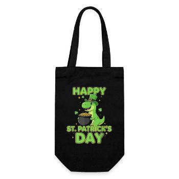 Happy dinosaur for St Patrick's Day - Gift Bag for Bottles - black - Front
