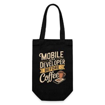 Mobile App Developer Before Coding Coffee Lover - Geschenkbeutel für Flaschen - Schwarz - Vorne