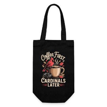 Kaffee zuerst, Kardinal später - Geschenkbeutel für Flaschen - Schwarz - Vorne