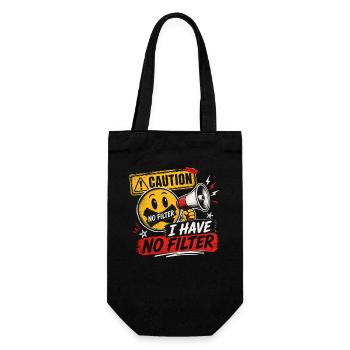 Caution I Have No Filter Sarcasm Irony Humor - Gift Bag for Bottles - black - Front