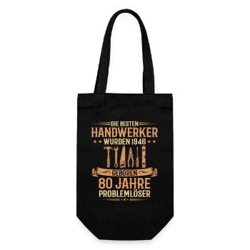 Handwerker 1946 Geboren 80. Geburtstag Geschenk - Geschenkbeutel für Flaschen - Schwarz - Vorne