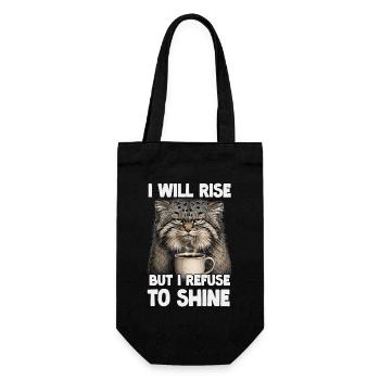 Coffee and Pallas Cat Humor Motif | Manul Cats - Gift Bag for Bottles - black - Front