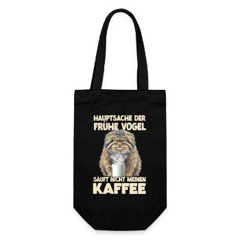 Manul Wildkatze Kaffee Spruch T | Pallas Katze  - Geschenkbeutel für Flaschen - Schwarz - Vorne