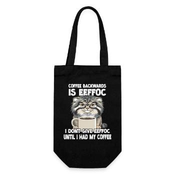 Pallas's Cat Coffee Slogan T | Grumpy mornings - Gift Bag for Bottles - black - Front