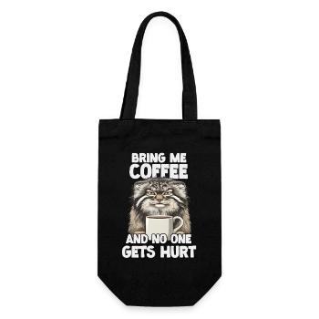 Pallas's Cat Coffee Slogan T | Grumpy mornings - Gift Bag for Bottles - black - Front