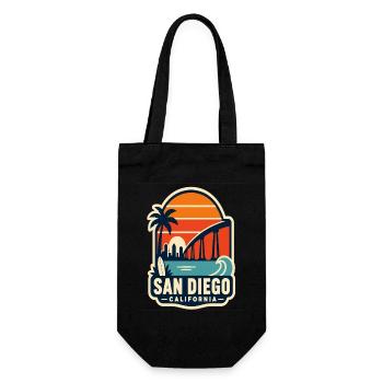 San Diego Sunset Strandgrafik - Geschenkbeutel für Flaschen - Schwarz - Vorne