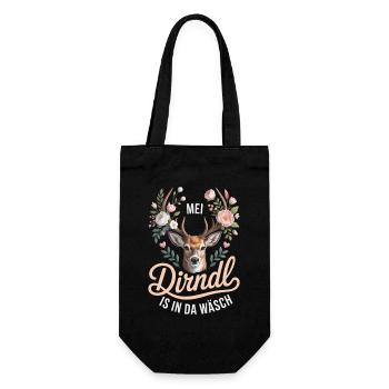 Mei Dirndl Is In Da Wäsch - Geschenkbeutel für Flaschen - Schwarz - Vorne