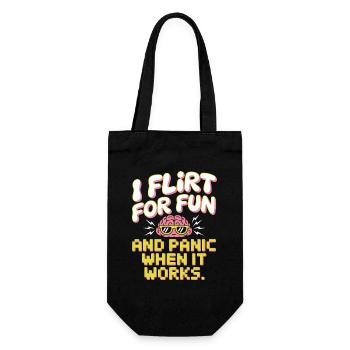I Flirt For Fun Panic When It Works Flirten Single - Geschenkbeutel für Flaschen - Schwarz - Vorne
