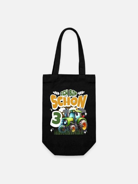 3. Geburtstag Traktor Geschenk - Geschenkbeutel für Flaschen - Schwarz
