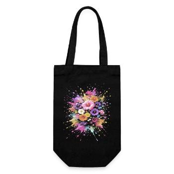 Multicolor Flower Bouquet Splash Art - Gift Bag for Bottles - black - Front