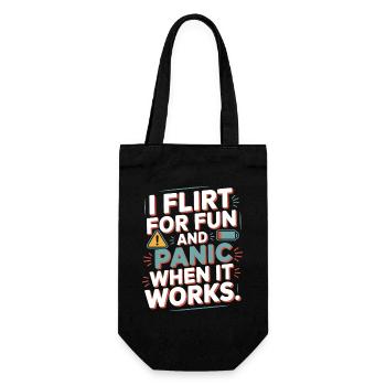 I Flirt For Fun Panic When It Works Flirten Single - Geschenkbeutel für Flaschen - Schwarz - Vorne