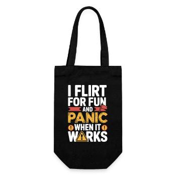 I Flirt For Fun Panic When It Works Flirten Single - Geschenkbeutel für Flaschen - Schwarz - Vorne