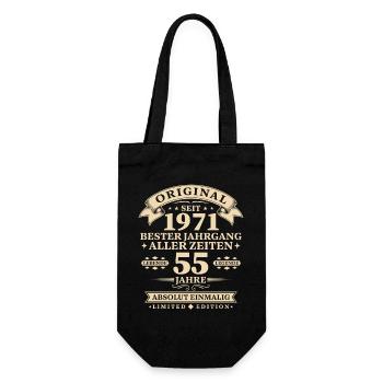 Original 1971 Bester Jahrgang 55. Geburtstag - Geschenkbeutel für Flaschen - Schwarz - Vorne