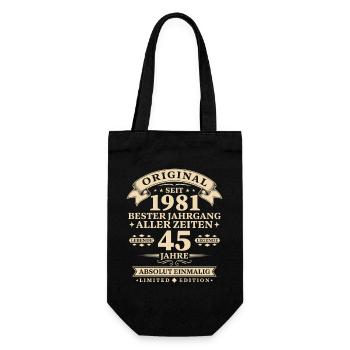 Original 1981 Bester Jahrgang 45. Geburtstag - Geschenkbeutel für Flaschen - Schwarz - Vorne