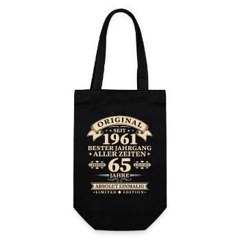 Original 1961 Bester Jahrgang 65. Geburtstag - Geschenkbeutel für Flaschen - Schwarz - Vorne