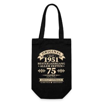 Original 1951 Bester Jahrgang 75. Geburtstag - Geschenkbeutel für Flaschen - Schwarz - Vorne