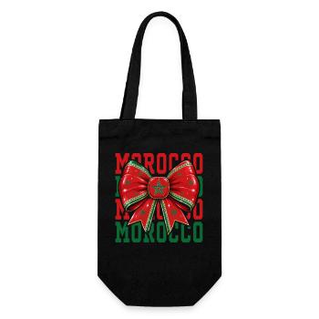 Morocco Flag Bow | Moroccan Coquette Style - Gift Bag for Bottles - black - Front