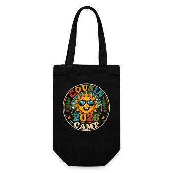 Cousin Camp 2026 | Retro Family Vacation Badge - Gift Bag for Bottles - black - Front