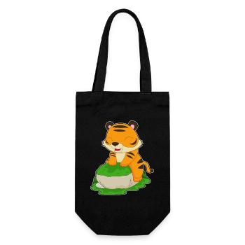 cute tiger - Gift Bag for Bottles - black - Front