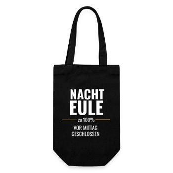 Nachteule zu 100% – Vor Mittag geschlossen - Geschenkbeutel für Flaschen - Schwarz - Vorne