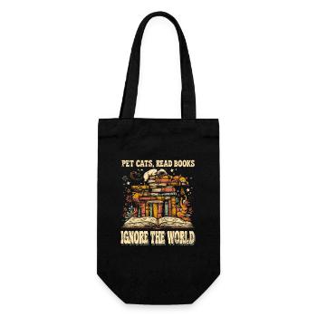 Pet Cats Read Books Ignore The World Cat Book - Gift Bag for Bottles - black - Front