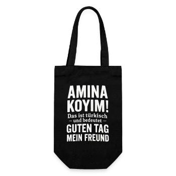 Türkischer Gruß Guten Tag Freund - Geschenkbeutel für Flaschen - Schwarz - Vorne