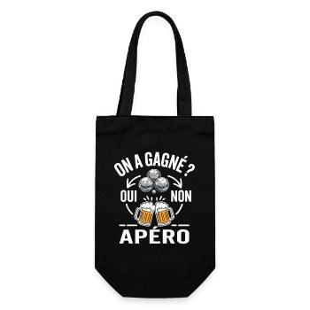 Pétanque Bière Cadeau humour personnalisé - Sac à bouteille - noir - Devant