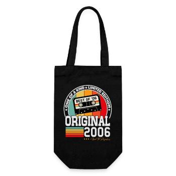 Original 2006 Jahrgang Retro Geburtstag Geschenk - Geschenkbeutel für Flaschen - Schwarz - Vorne
