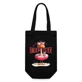 Bademeister Lustiger Vogel mit Schwimmring  - Geschenkbeutel für Flaschen - Schwarz - Vorne