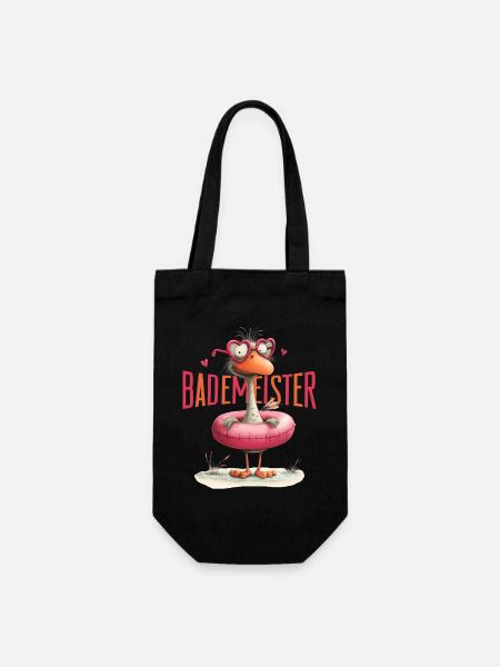 Bademeister Lustiger Vogel mit Schwimmring - Geschenkbeutel für Flaschen - Schwarz
