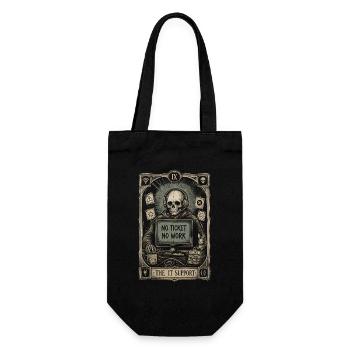 No Ticket No Work Service Desk Vintage Tech Art - Gift Bag for Bottles - black - Front