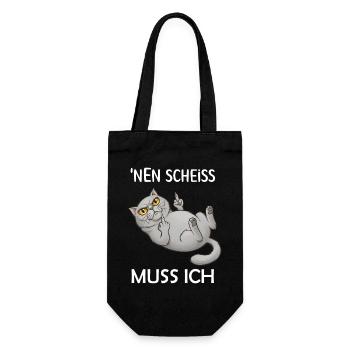 Ein Scheiss muss ich eine lustige böse Katze - Geschenkbeutel für Flaschen - Schwarz - Vorne