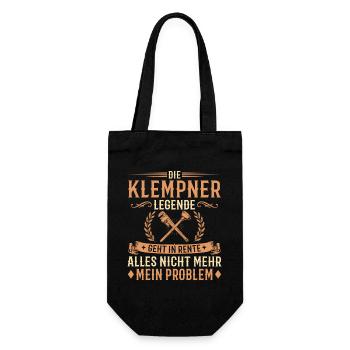 Klempner Rente Nicht Mehr Mein Problem Geschenk - Geschenkbeutel für Flaschen - Schwarz - Vorne