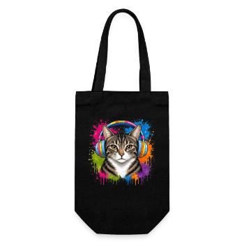 Chat avec écouteurs musicaux en couleur Splash Cats - Sac à bouteille - noir - Devant
