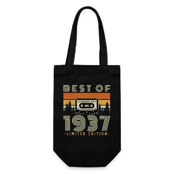 90 Years 1937 Vintage Retro Birthday Gift - Gift Bag for Bottles - black - Front
