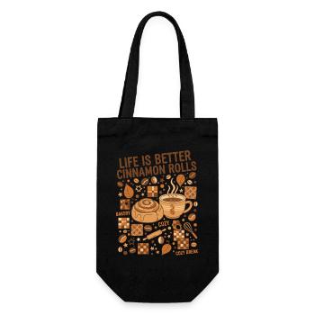 Breakfast Life Is Better Cinnamon Rolls Coffee - Gift Bag for Bottles - black - Front