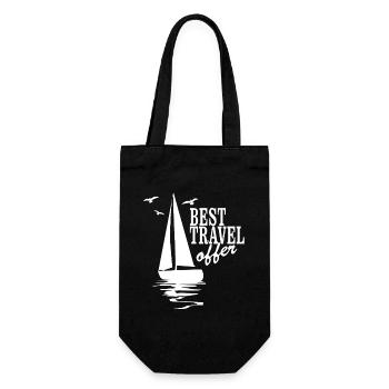 Segelboot Meer Reise Motiv Vintage - Geschenkbeutel für Flaschen - Schwarz - Vorne