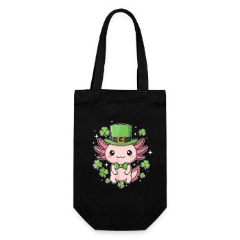 Leprechaun Axolotl with Luck - Gift Bag for Bottles - black - Front