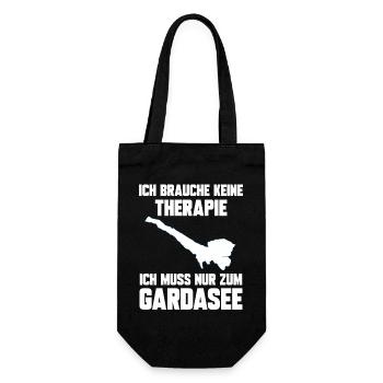 Ich brauche keine Therapie ich muss zum Gardasee - Geschenkbeutel für Flaschen - Schwarz - Vorne