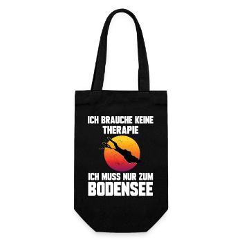 Ich brauche keine Therapie ich muss zum Bodensee - Geschenkbeutel für Flaschen - Schwarz - Vorne