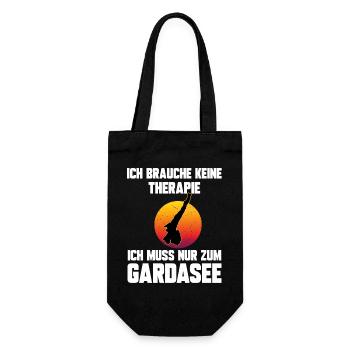Ich brauche keine Therapie ich muss zum Gardasee - Geschenkbeutel für Flaschen - Schwarz - Vorne