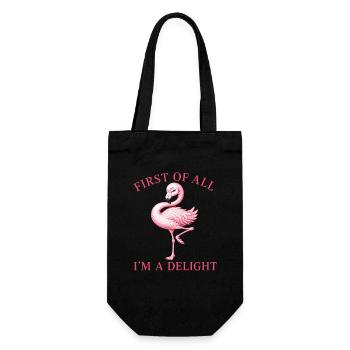 Sweet Flamingo Design First of all I AM a Delight - Gift Bag for Bottles - black - Front