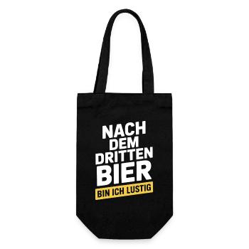 Bier Nach Dem Dritten Bier Lustig JGA Party Malle - Geschenkbeutel für Flaschen - Schwarz - Vorne