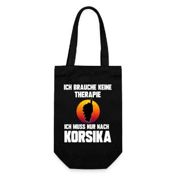 Ich brauche keine Therapie ich muss nach Korsika - Geschenkbeutel für Flaschen - Schwarz - Vorne