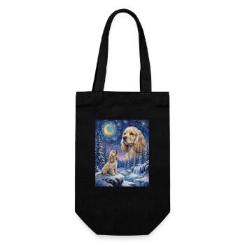 Howling to the Moon Meme Animal Dog Cocker Spaniel - Gift Bag for Bottles - black - Front