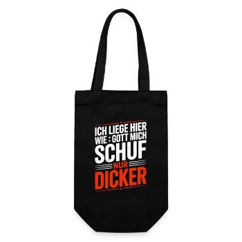  Ich Liege Hier Wie Gott Mich Schuf Nur Dicker - Geschenkbeutel für Flaschen - Schwarz - Vorne